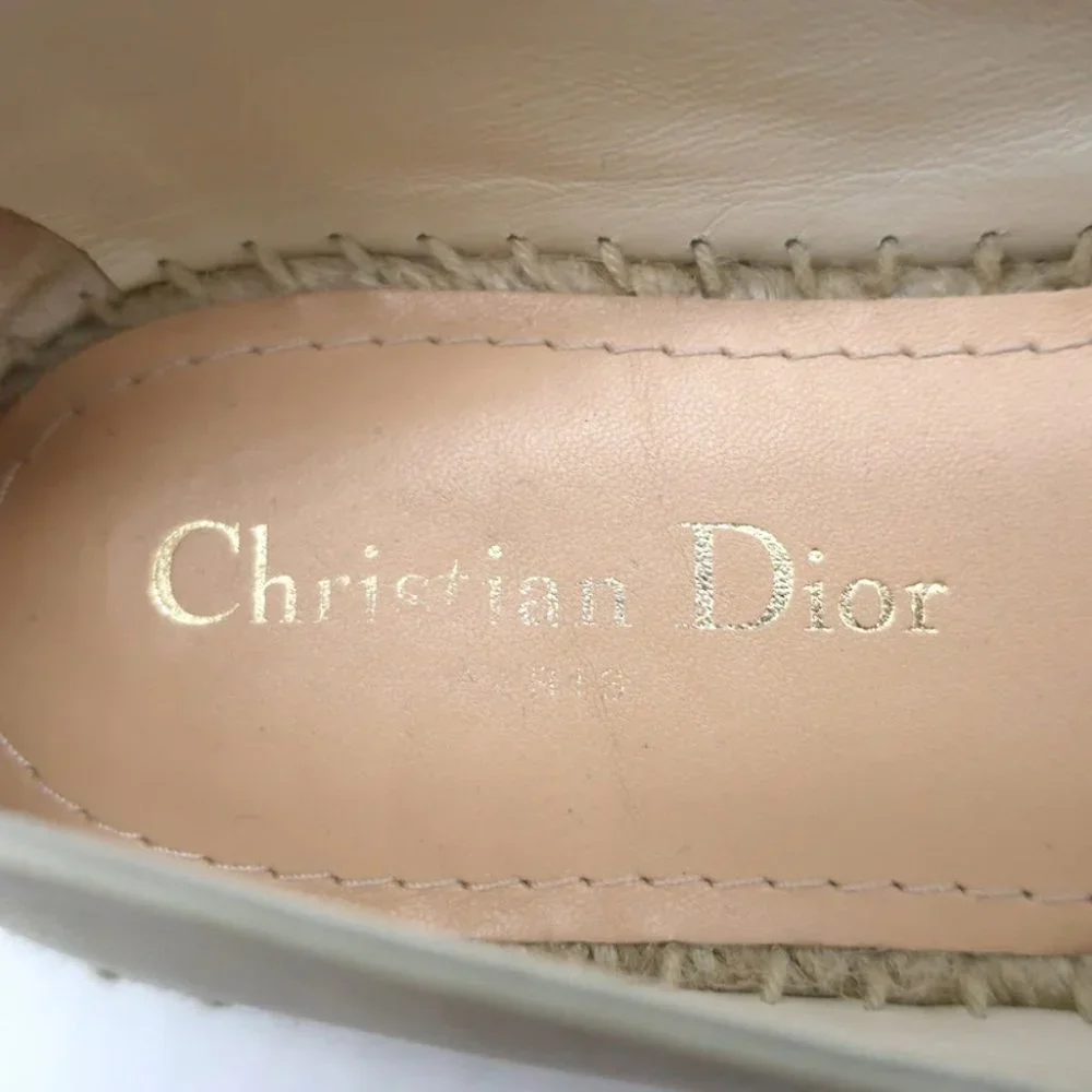 Christian Dior Granville Espadrilles Off-White Embossed Leather Size 37.5 D - Picture 9 of 11